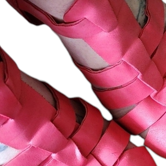 SEXY CORAL WEDGES SIZE 8 - Picture 10 of 11